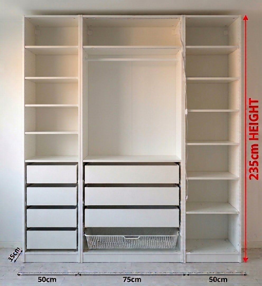 Ikea Guardaroba: 3 IKEA PAX White 235cm height, 35cm deep, 50+50+75 – Usato da Meilen venduto da altt