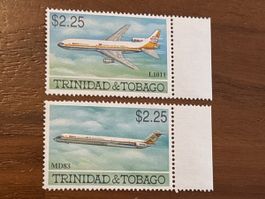 Briefmarken Trinidad & Tobago, Flugzeuge L1011 & MD83, Top!