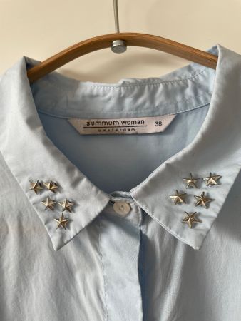Summum Woman Hemd/Bluse Hellblau Gr. 38 mit Sternen