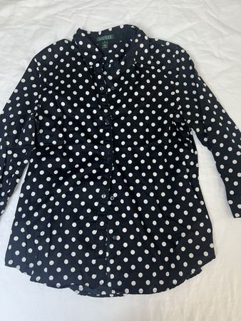 Lauren Ralph Lauren Bluse schwarz weiss Punkte Grösse L