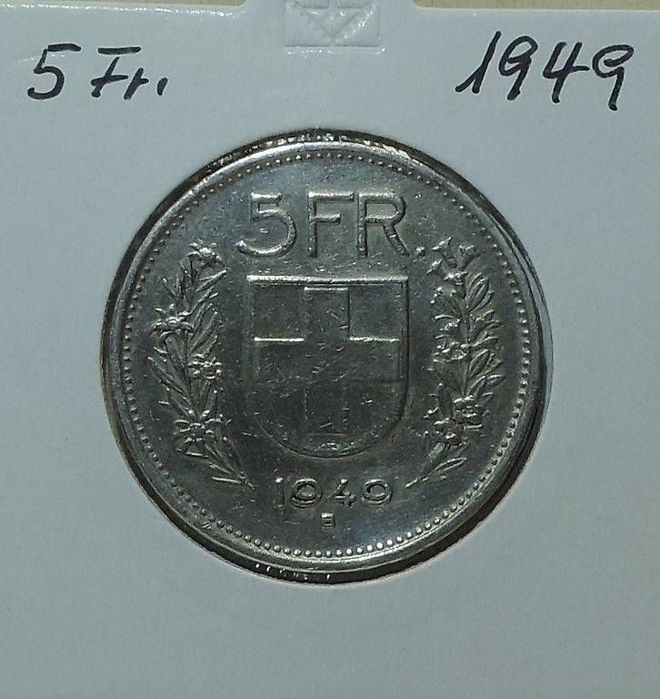 Tutti le monete: 5 Franke 1949  Silber – Usato da Gommiswald venduto da Malediven2025 2