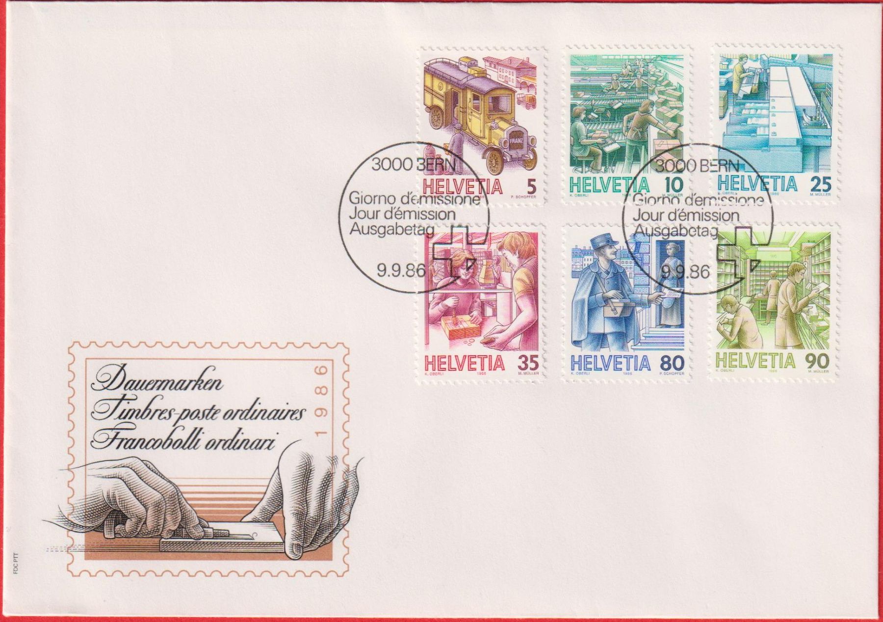 Alle Briefmarken: FDC 1986 ET & 6 x 4er Blöcke Postfrisch m. Tab. – Gebraucht aus Oensingen von Stro11 2