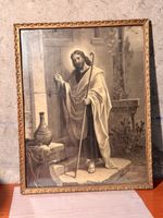 Antique Jesus Shepherd Picture with Ornate Gold Frame
