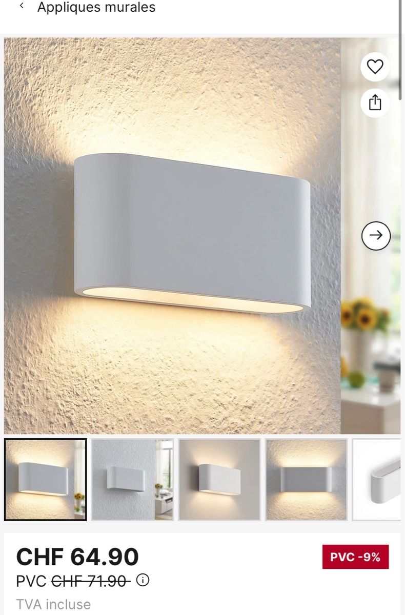 Lampade: Applique murale moderne blanc chaud neuve ! – Nuovo e nell'imballaggio originale da Chamoson venduto da Pince26