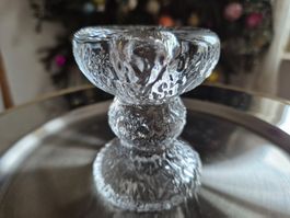 Schöner Pukeberg Eisglas Kerzenständer, skandinavisch Stil