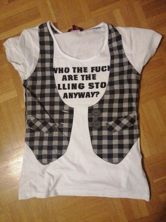 Cooles T-Shirt Weste Gr. XS schwarz/weiss kariert Druck