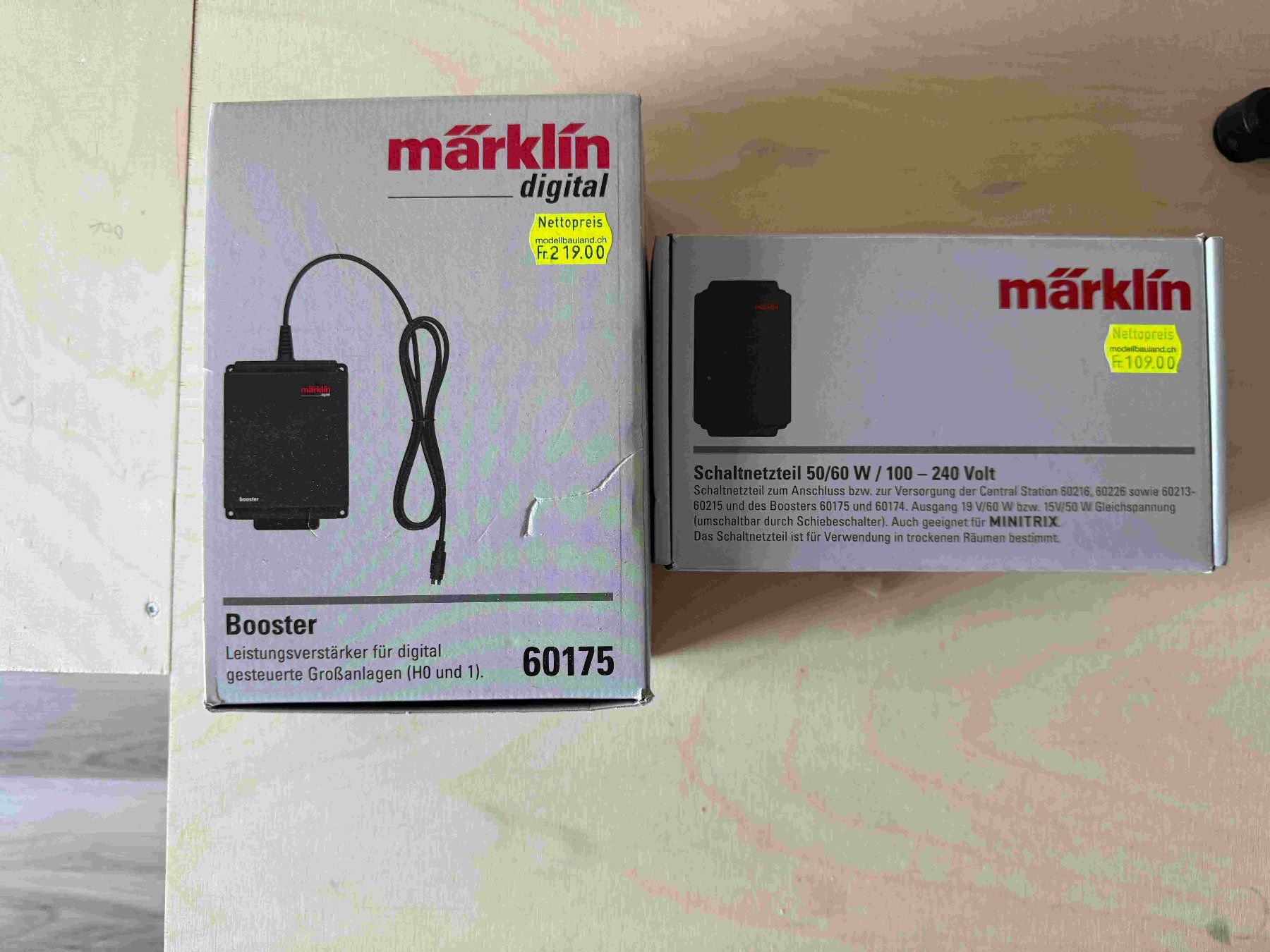 Märklin Modellini di ferrovie: Märklin Schaltnetzteil 60041 + Booster 60175 – Usato da Bäretswil venduto da ronron57