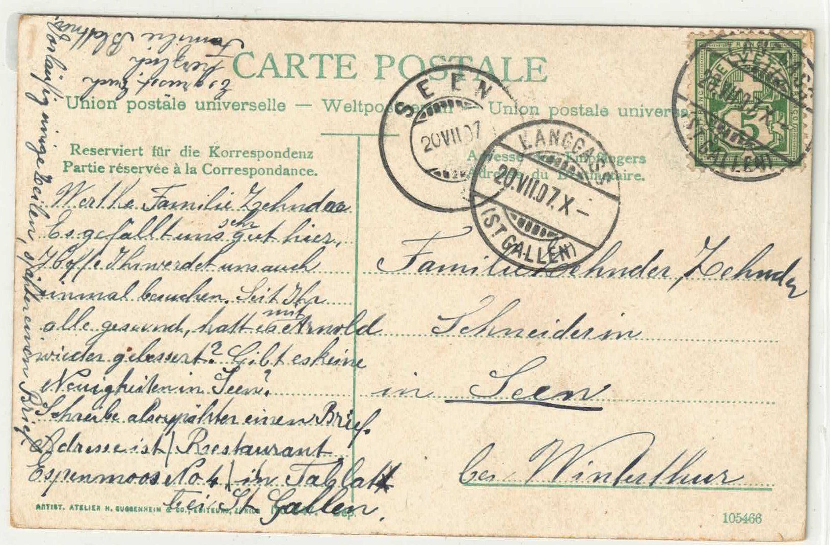Cartoline postali: St. Gallen mit Scheffelstein - animee - coloriert – Usato da Ettingen venduto da Kartenplanet 1