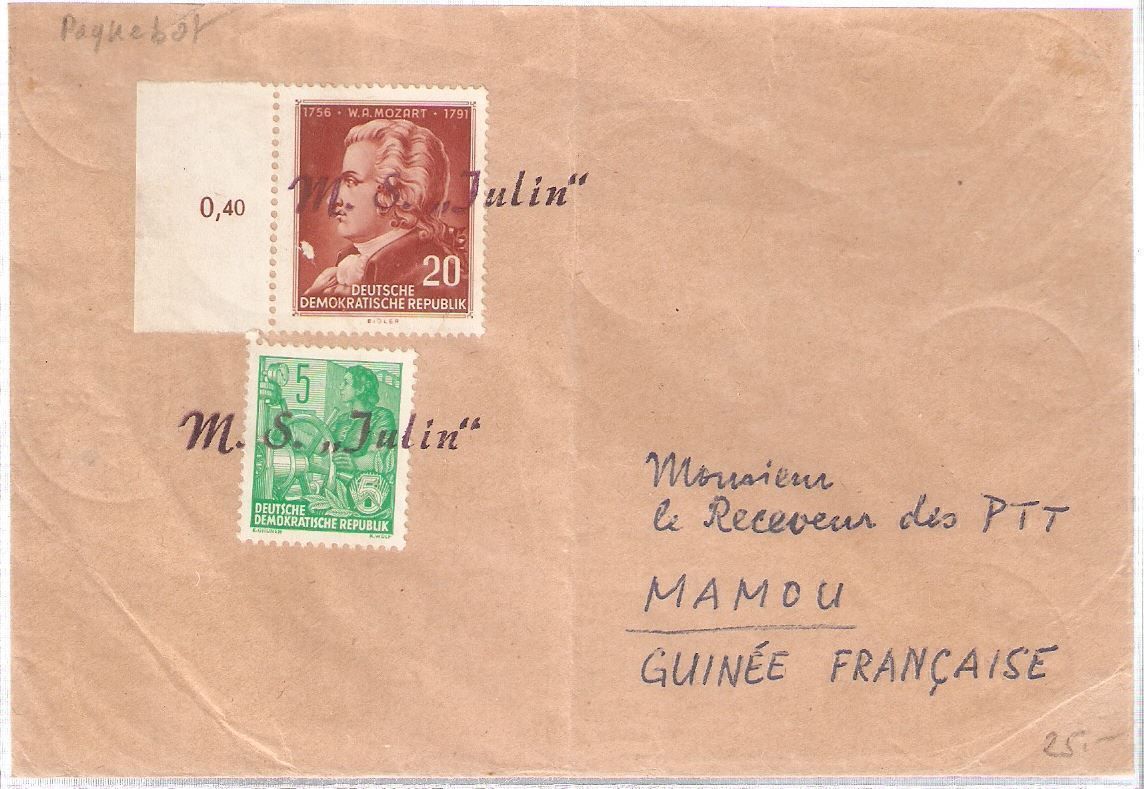 Tutti i francobolli: Schiffspostbrief nach Mamou/Guinea – Usato da Lausanne venduto da Whorvath