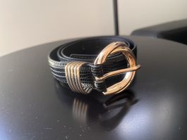 Cintura Intrend nera effetto rettile taglia S 85 cm