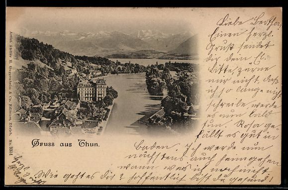 Cartoline postali: AK Thun, Seeufer mit Ortsansicht – Usato da Berlin venduto da bartko-reher