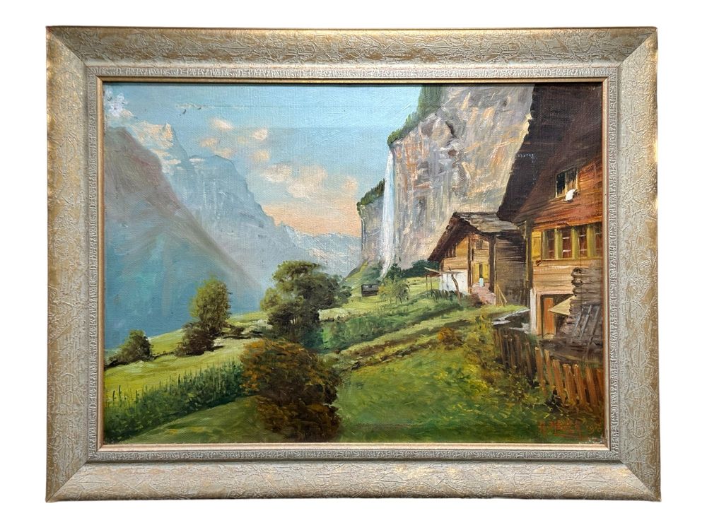 Peinture huile paysage montagne 1947 – Mein Lieber