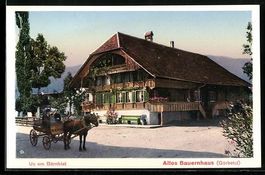 Wattenwil, Pferdekutsche am altem Bauern