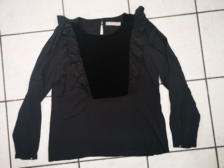 Hallhuber Seidenbluse mit Samtbesatz - Top Zustand gr. 40