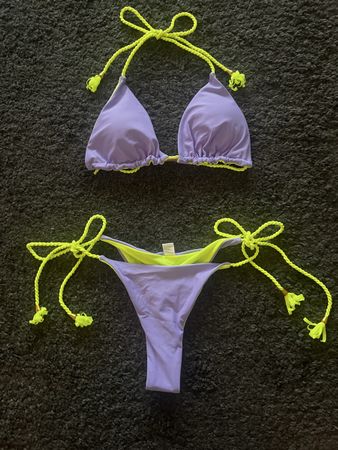 Bikini Zweiteiler Neon Gelb Lila Grösse M neu