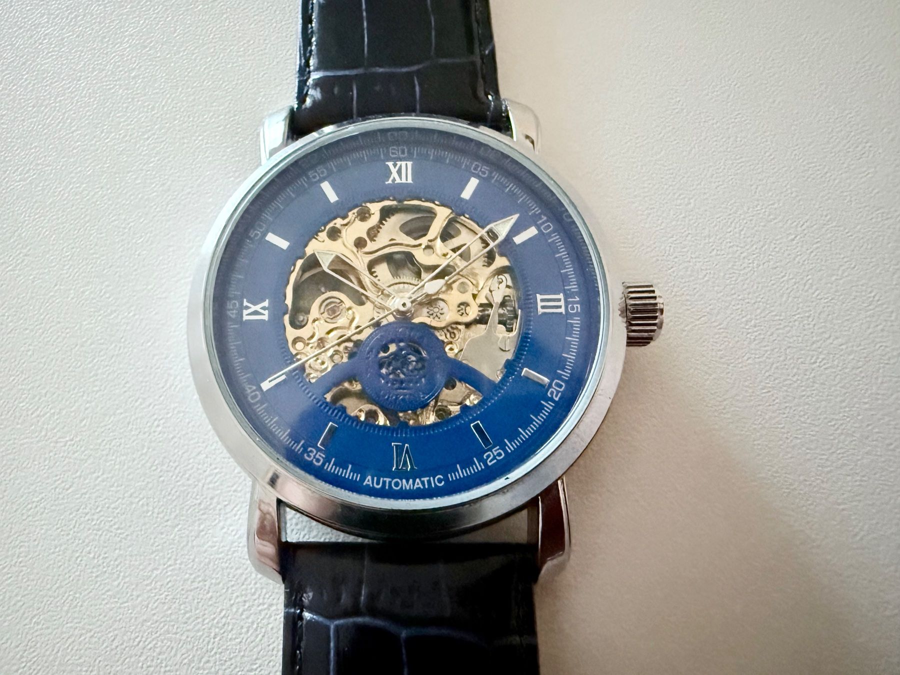 Orologi: ORKINA Automatic Skeleton 44mm - Blue dial - Dark blue strap – Nuovo (secondo la descrizione) da Le Mont-sur-Lausanne venduto da LycaGallery 1