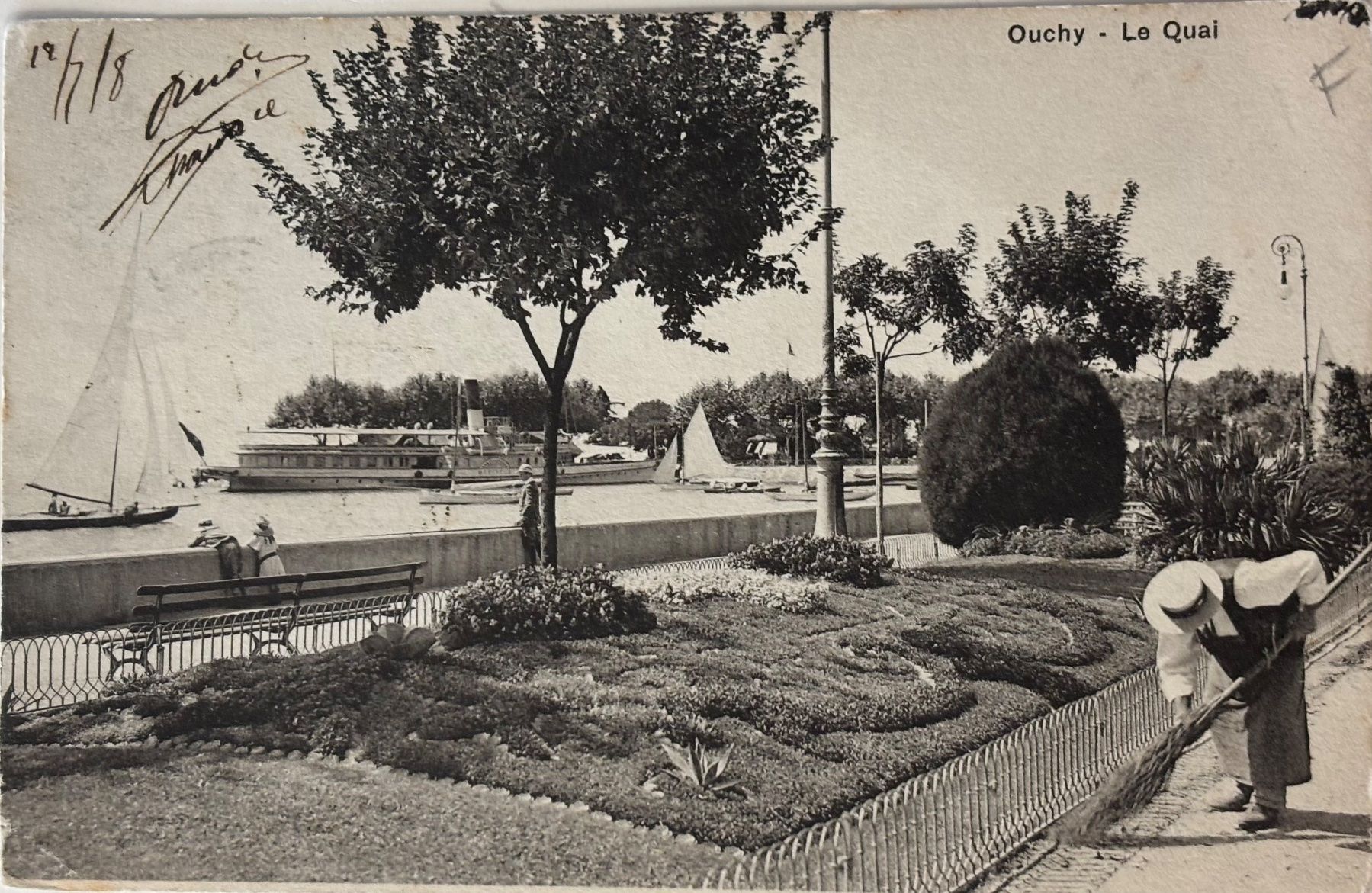 Ansichtskarten: Ouchy, Le Quai, Lausanne, 1908 – Gebraucht aus Frauenfeld von Merk52