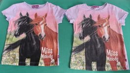 2 T-Shirts Miss Melody, Pferde