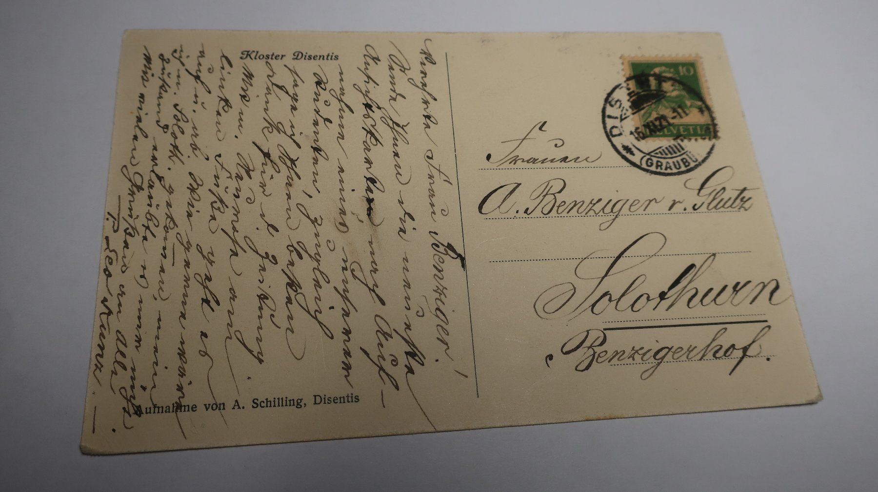 Ansichtskarten: Kloster Disentis  1921 – Gebraucht aus Cormoret von Pascalll2001 3