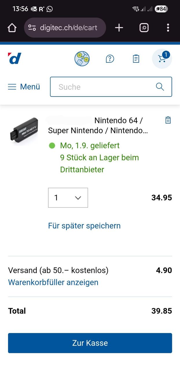 Cavi: Super Nintendo HDMI Adapter / Digitec Preis CHF 39.85 / SNES – Nuovo e nell'imballaggio originale da Uster venduto da -FPS- 4