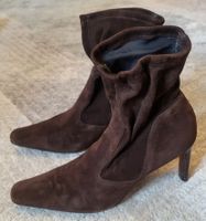 Bottines chaussettes en daim marron, taille 38.