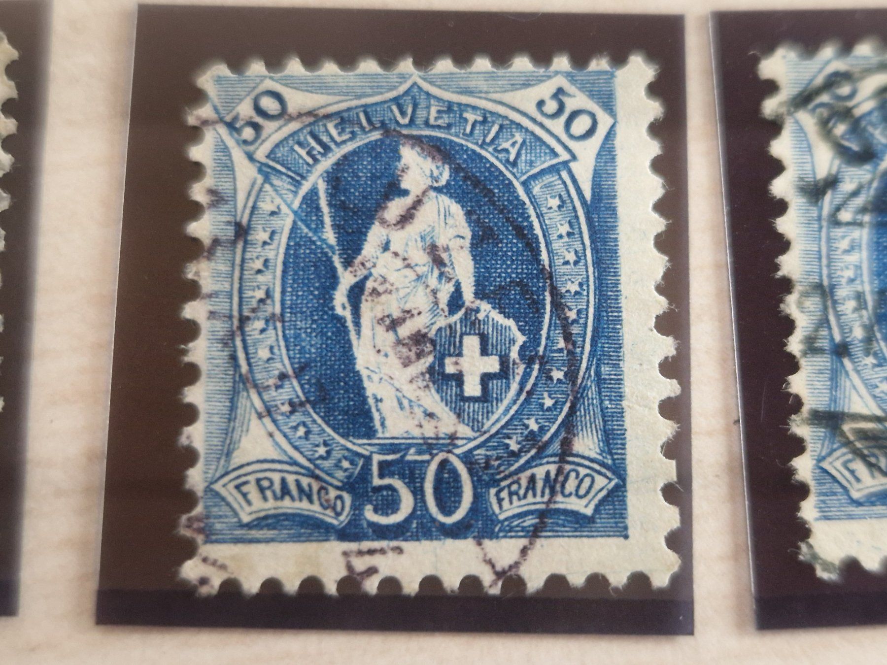 Tutti i francobolli: Stehende 70D, 3 St., unterschiedliche Plattenfehler, TOP – Usato da Burgdorf venduto da Glossy01 2