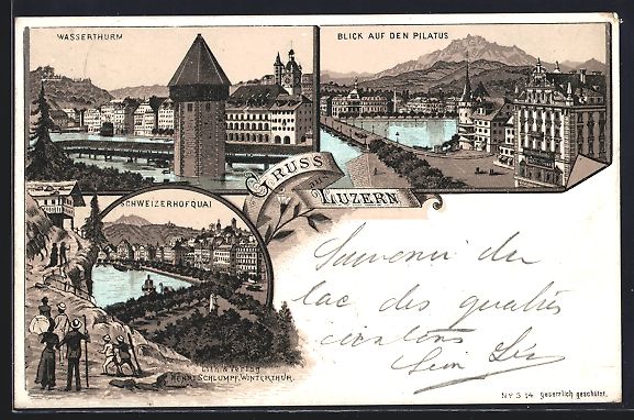 Cartes postales: Litho Luzern, Schweizerhof Quai, Wassert – D'occasion à Berlin par bartko-reher