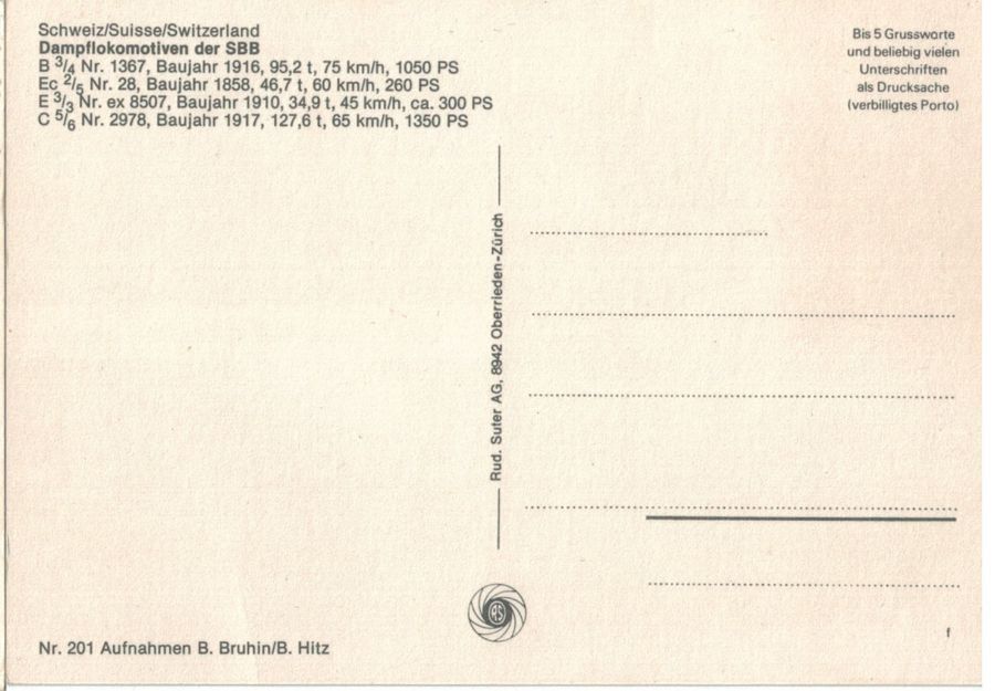 Cartoline postali: SBB Dampflokomotiven - Mehrbilderkarte – Usato da Frauenfeld venduto da POML 1