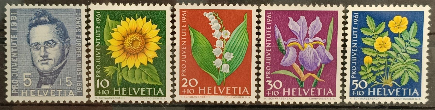 Tutti i francobolli: 1960 PJ Wiesen- & Gartenblumen postfrisch** – Nuovo e nell'imballaggio originale da Dübendorf venduto da goeggi79