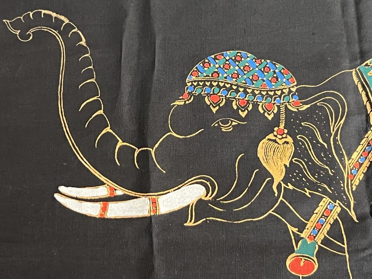 Tutte le decorazioni: Tenture murale éléphant peint main Thaïlande, 80s – Usato da Genève venduto da DELIRBEADS 2
