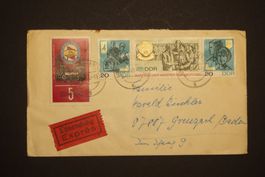 1968 Brief DDR MiNr. 1320 - 1322 Dreierstreifen