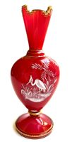 MILCHGLAS VASE*MURANO?*MIT EMAILLE-MALEREI*