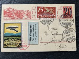 1924 Flugtag Solothurn-Grenchen - Carte 30 Ct jaune + 15 Ct 