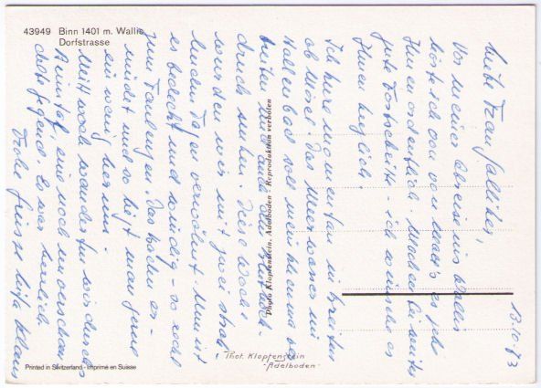 Ansichtskarten: Binn - Dorfstrasse – Gebraucht aus Binningen von Mountainrider 1