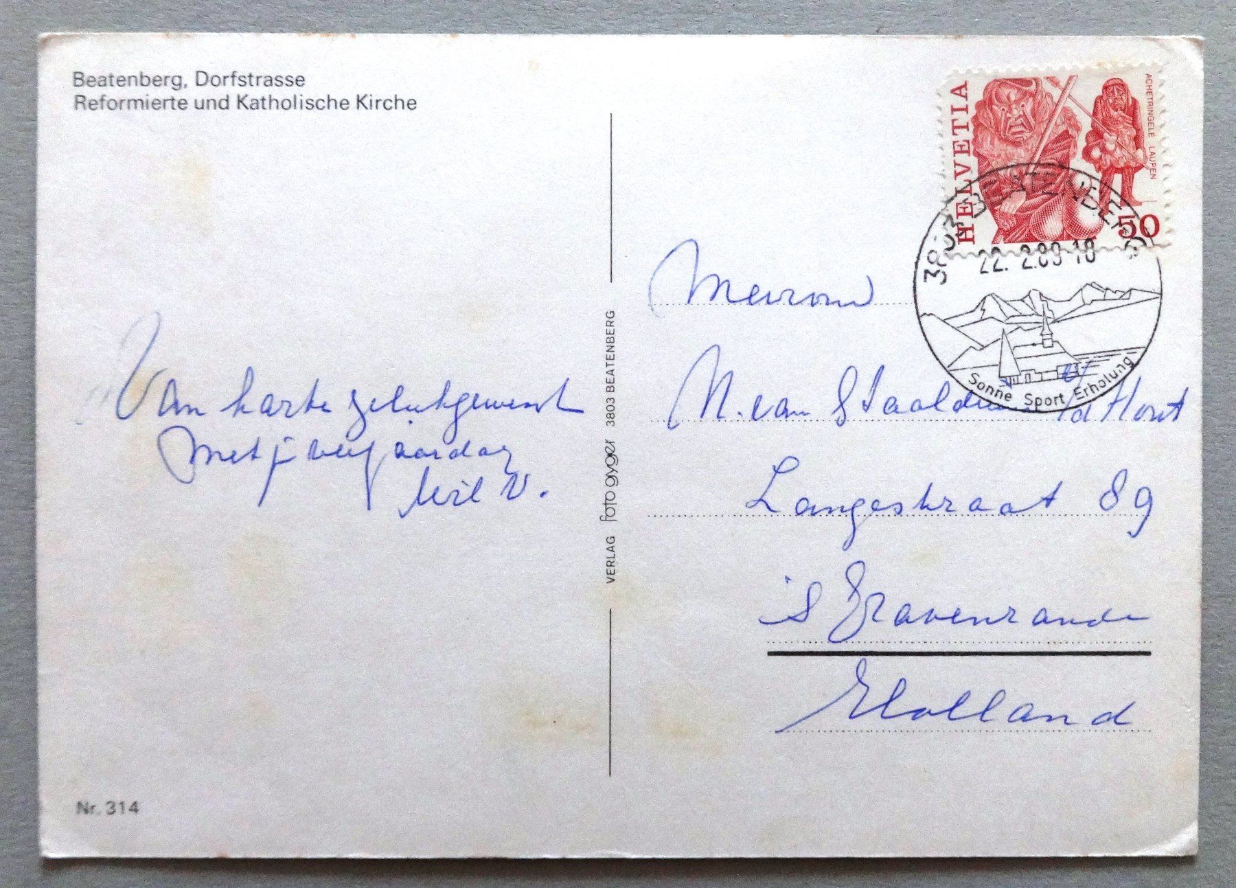 Cartoline postali: Beatenberg, Dorfstrasse, Ref. und Kath. Kirche – Difettoso da Fétigny venduto da Billy2miny 1