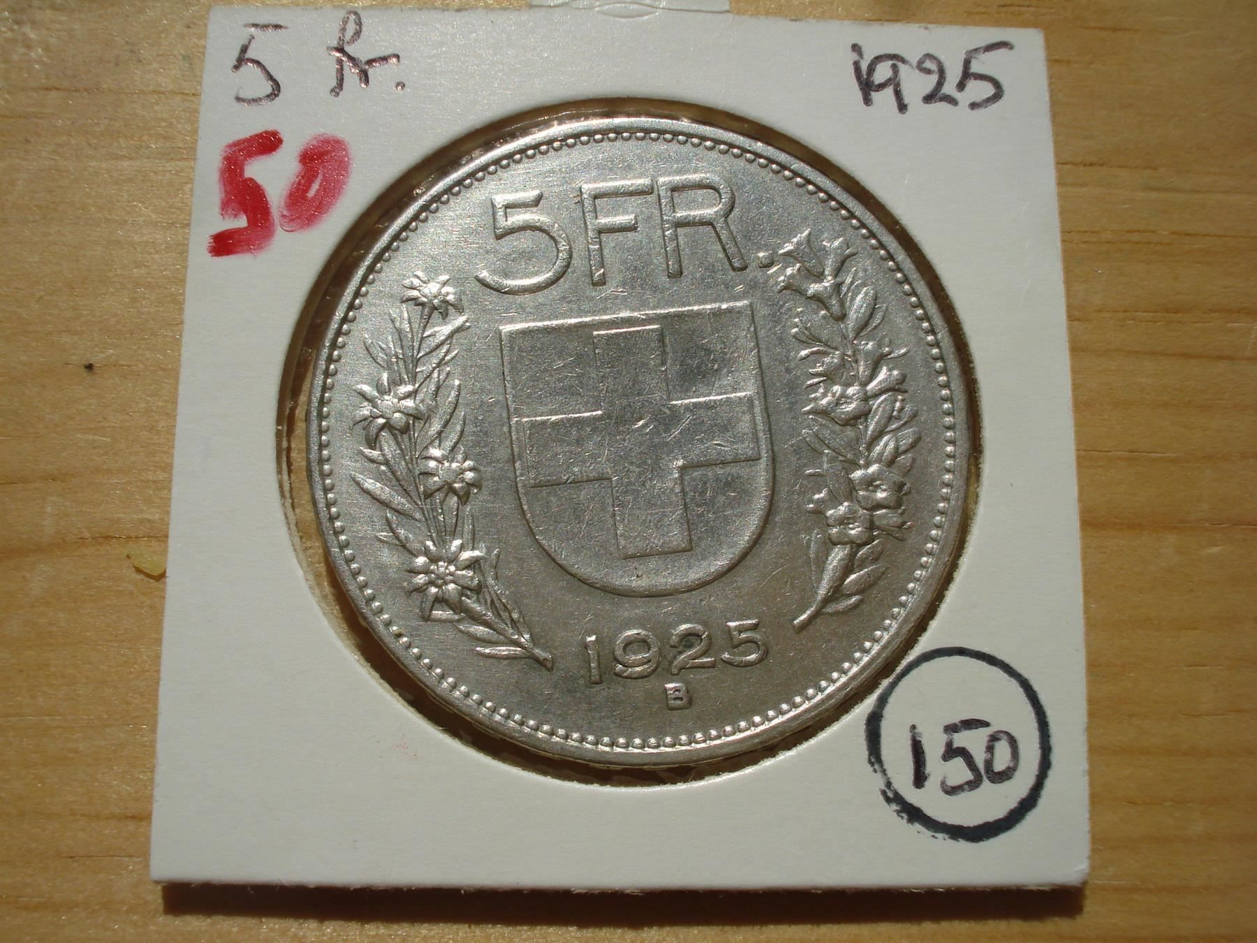 Alle Münzen: (50)  5 Franken  1925 – Gebraucht aus Erlach von Net-Coins