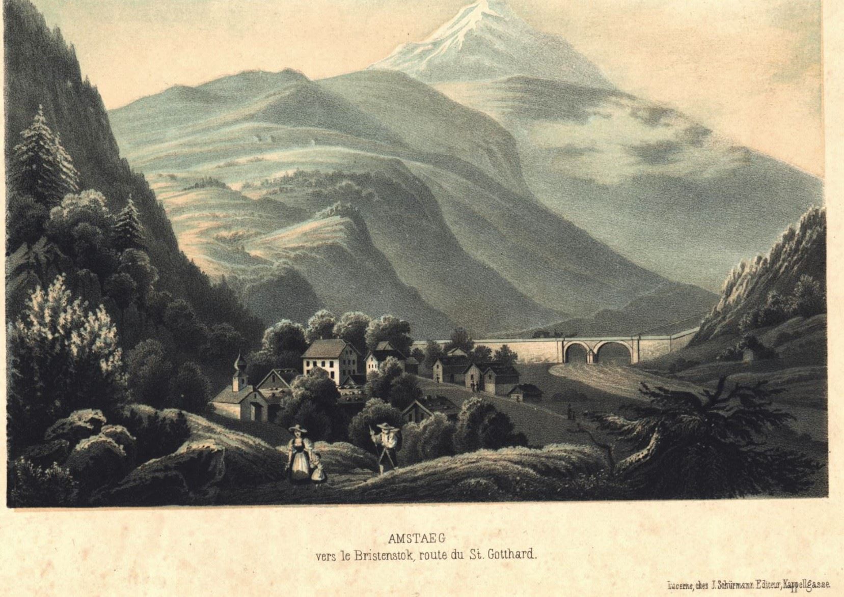 Incisioni: Amsteg Tonlithographie bei Schürmann – Usato da Rafz venduto da Helvet32 1