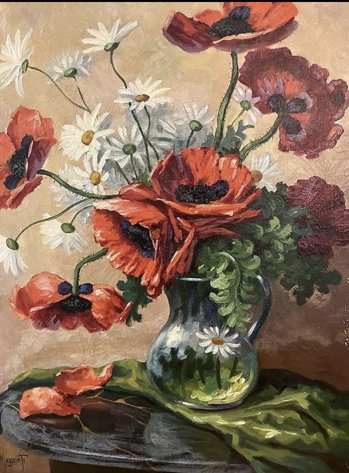 Dipinti: MOHNBLUMEN, Original antikes Ölgemälde, signiert – Usato da Au ZH venduto da mot_2hrh 2