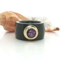 Massiver Edelstahl Ring mit Amethyst – 8 mm – Grösse 55