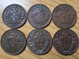 Lot 2 Rappen 1931/41 - Lot 6 Stück!