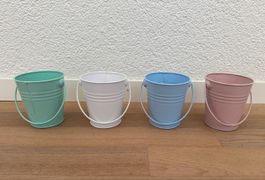 4er Set Mini-Eimer Pastellfarben für Deko oder Garten 🌸