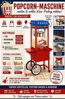 Popcornmaschine rot blau mit Wagen neu zum Mieten
