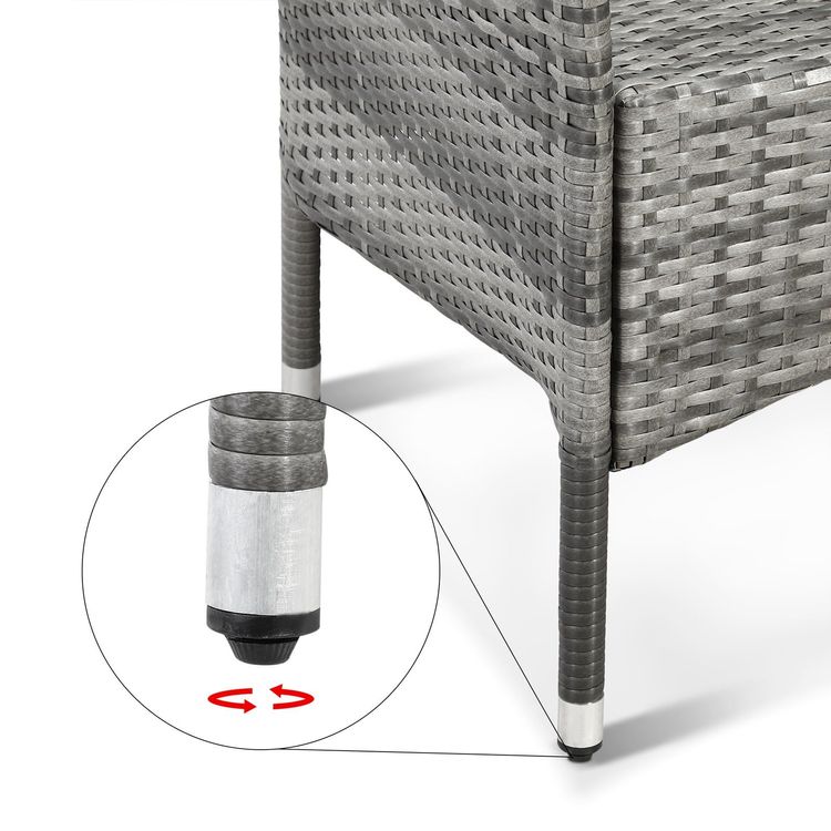 Polyrattan Sitzgruppe 9 teilig - Grau 7