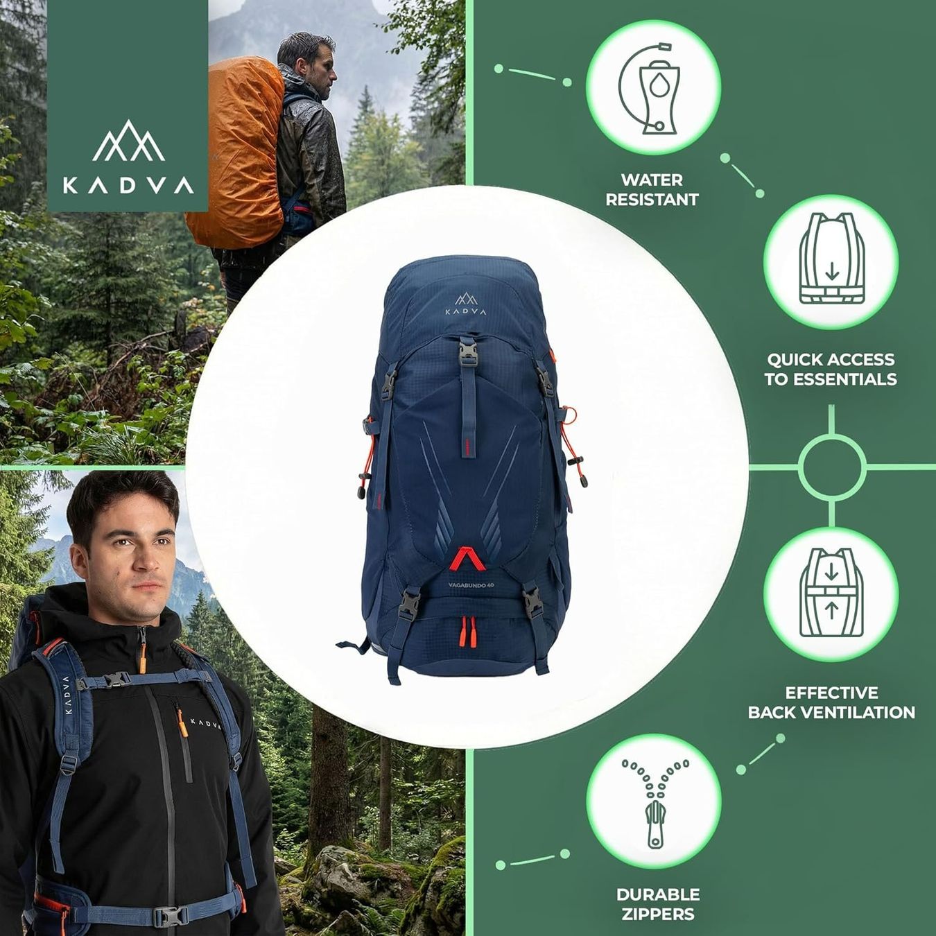 Zaini: KADVA Trekkingrucksack 40L mit Regenhülle – Nuovo e nell'imballaggio originale da Suhr venduto da SchnapperCH 3