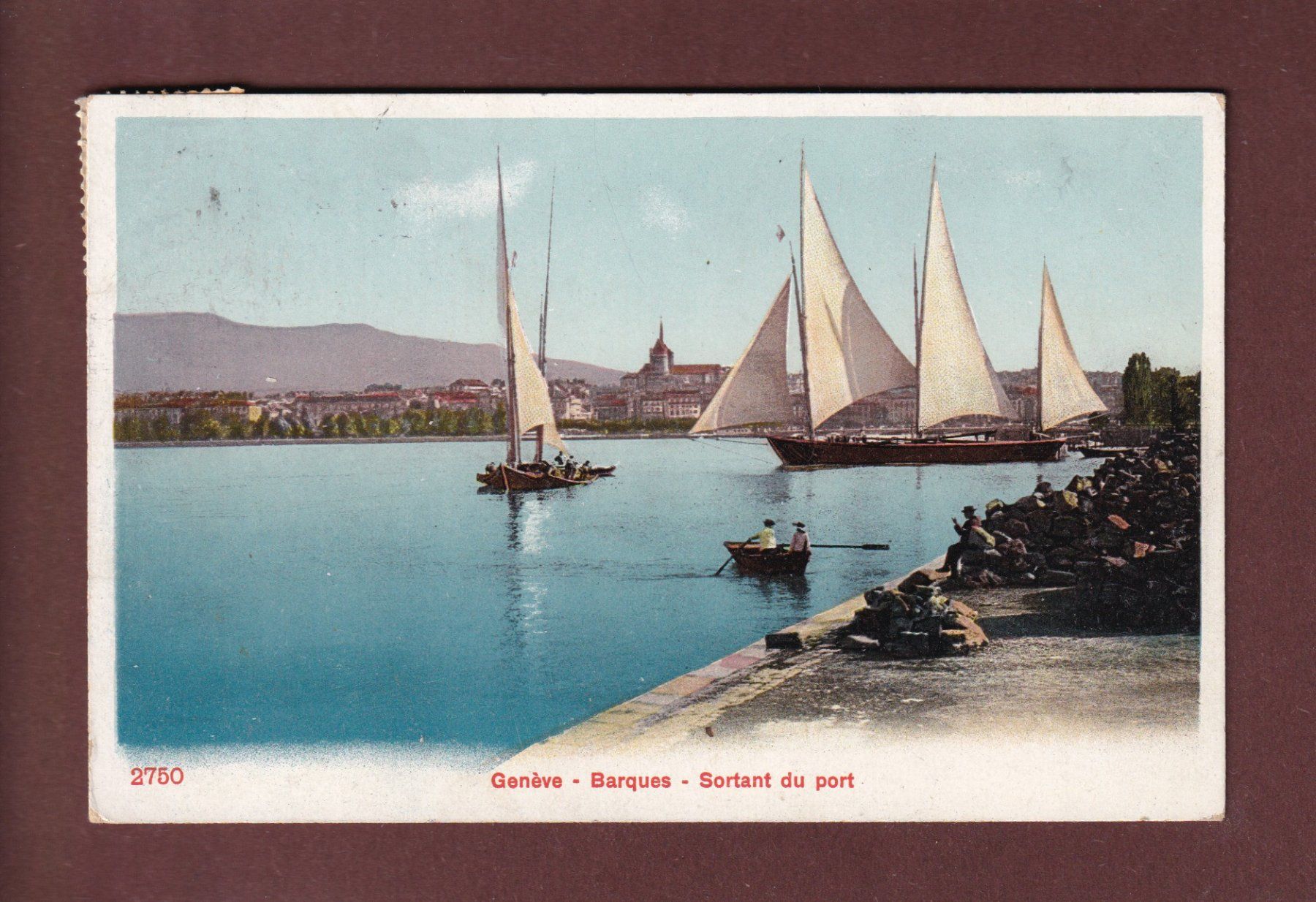 Cartoline postali: GENEVE - Barques sortant du Port - 1906 – Usato da Pully venduto da nicecards
