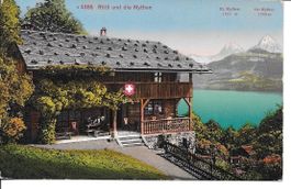 Alte Postkarte Rütli und die Mythen (1917)