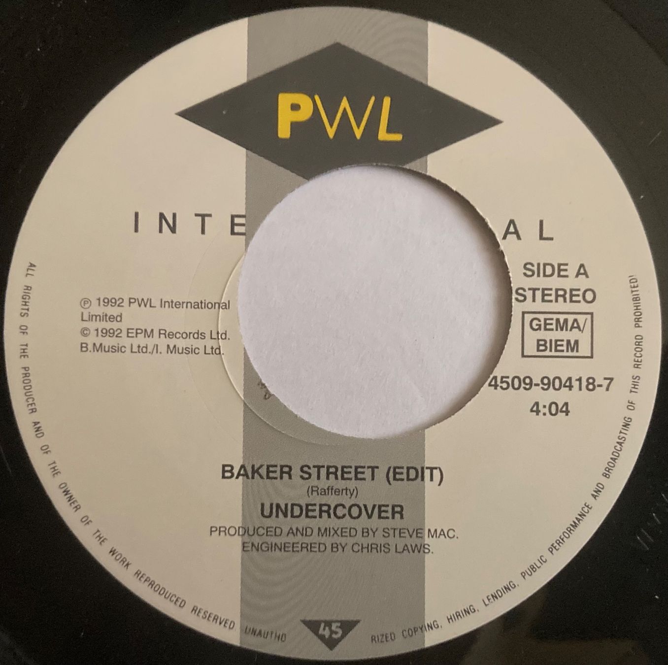 Dischi in vinile: UNDERCOVER - BAKER STREET – Usato da Poliez-Pittet venduto da Newtown-Records 2