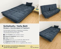 Schlafsofa / Bettsofa in Dunkelblau – sehr guter Zustand