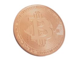 Bitcoin Medaille kupferfarben BTC