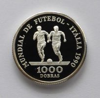S.TOME e PRINCIPE, 1000 D. Silver, ITALIA 1990 W'Cup - 0.7oz